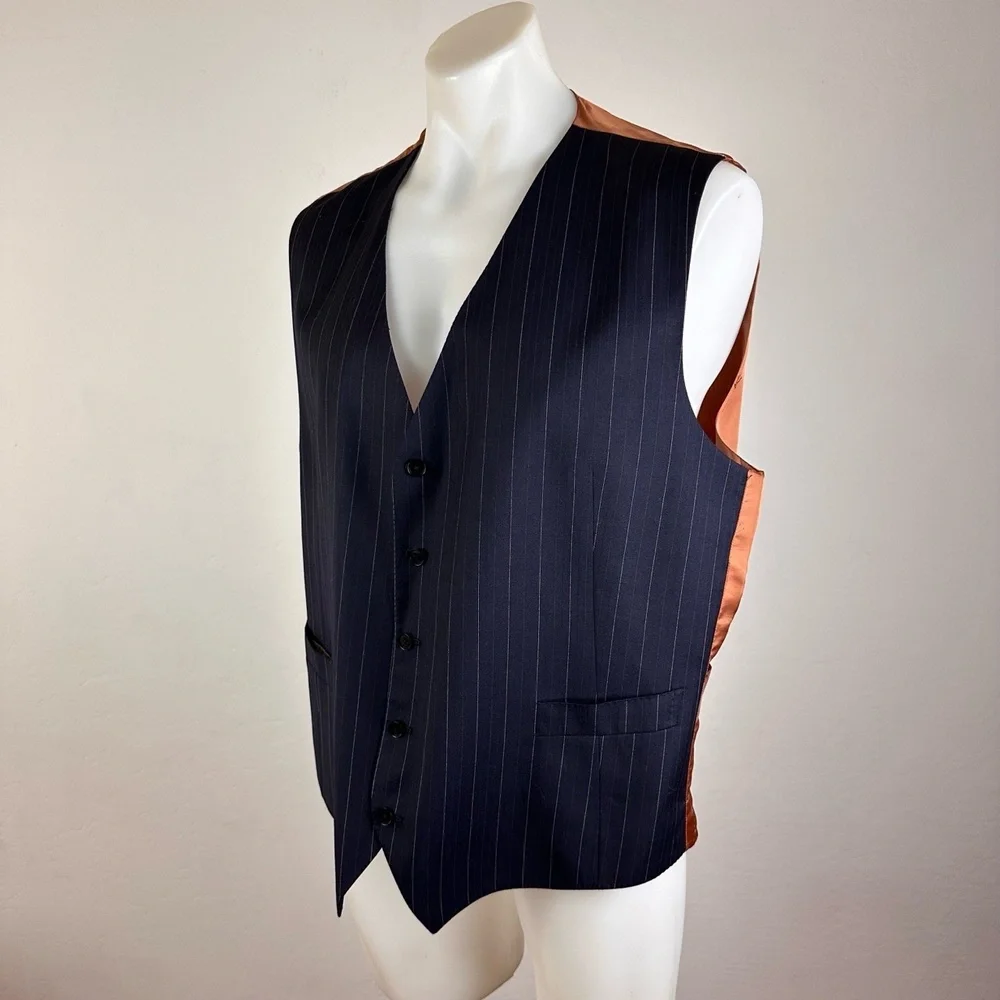 Isaia 3XL Virgin Wool Pinstripe Vest